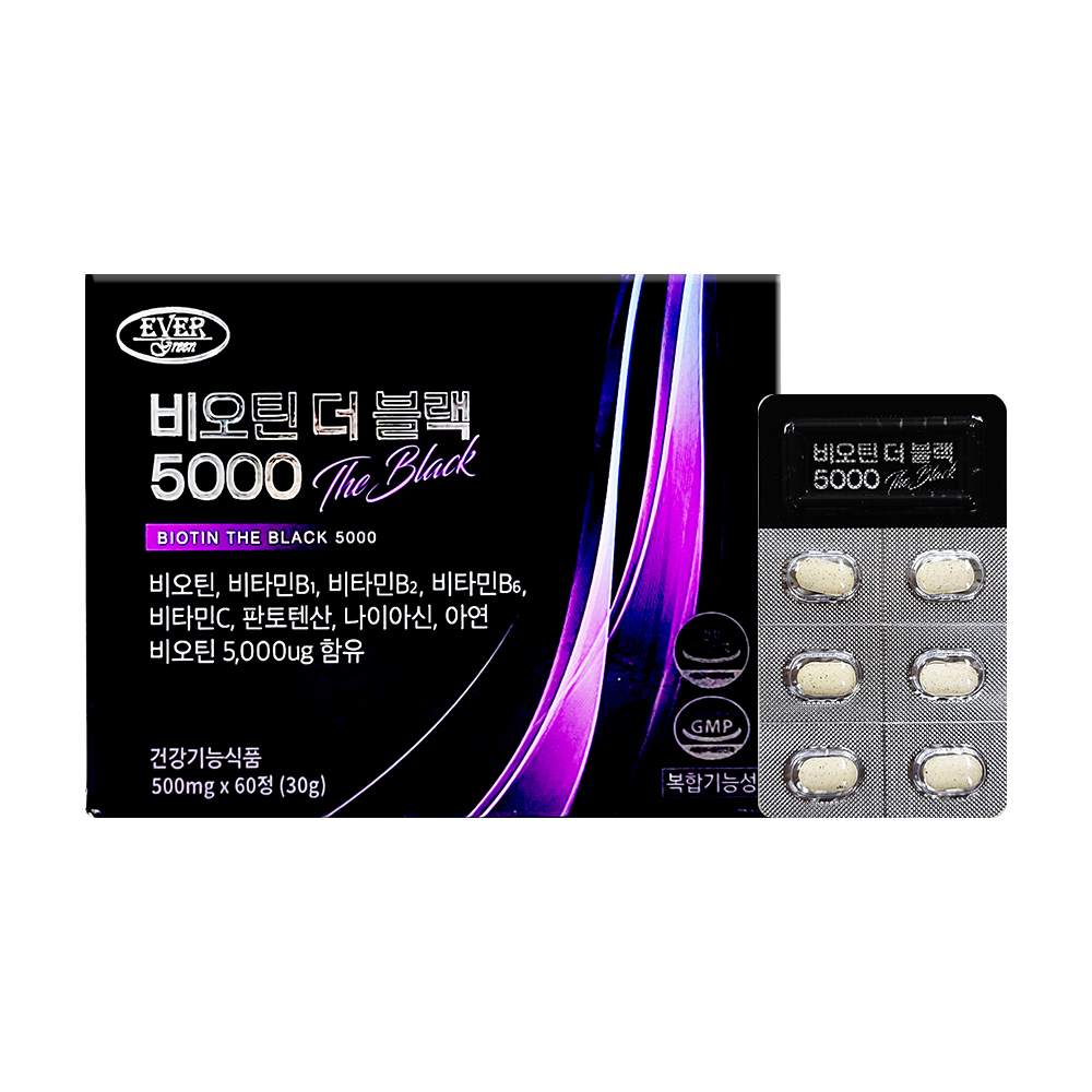 에버그린 비오틴 더 블랙5000 500mg x 60정