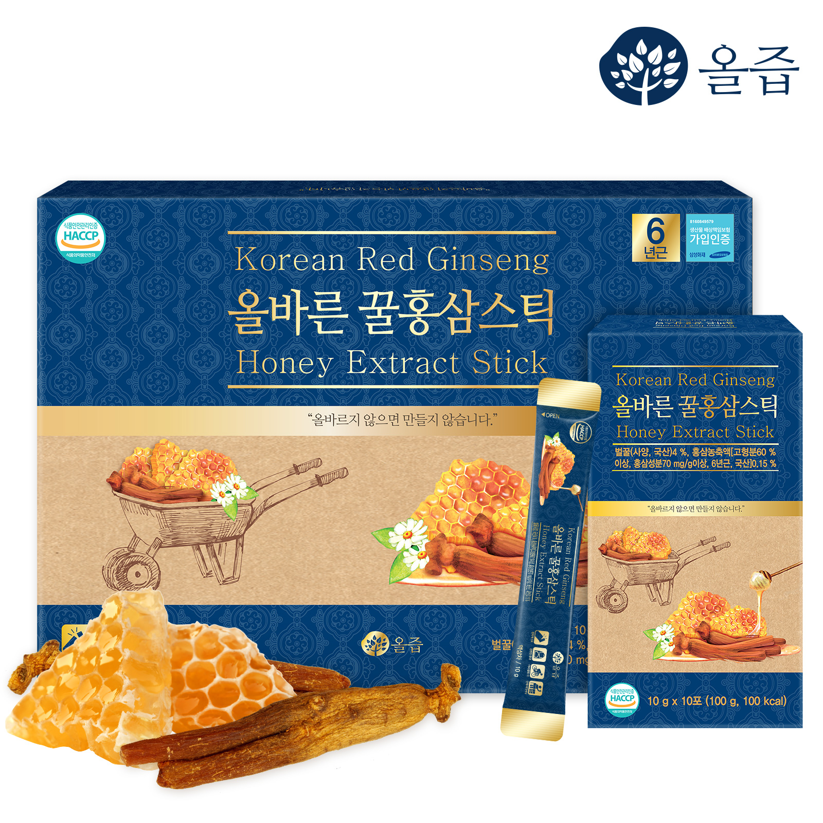 올바른건강 올바른 꿀홍삼스틱 10g x 30개