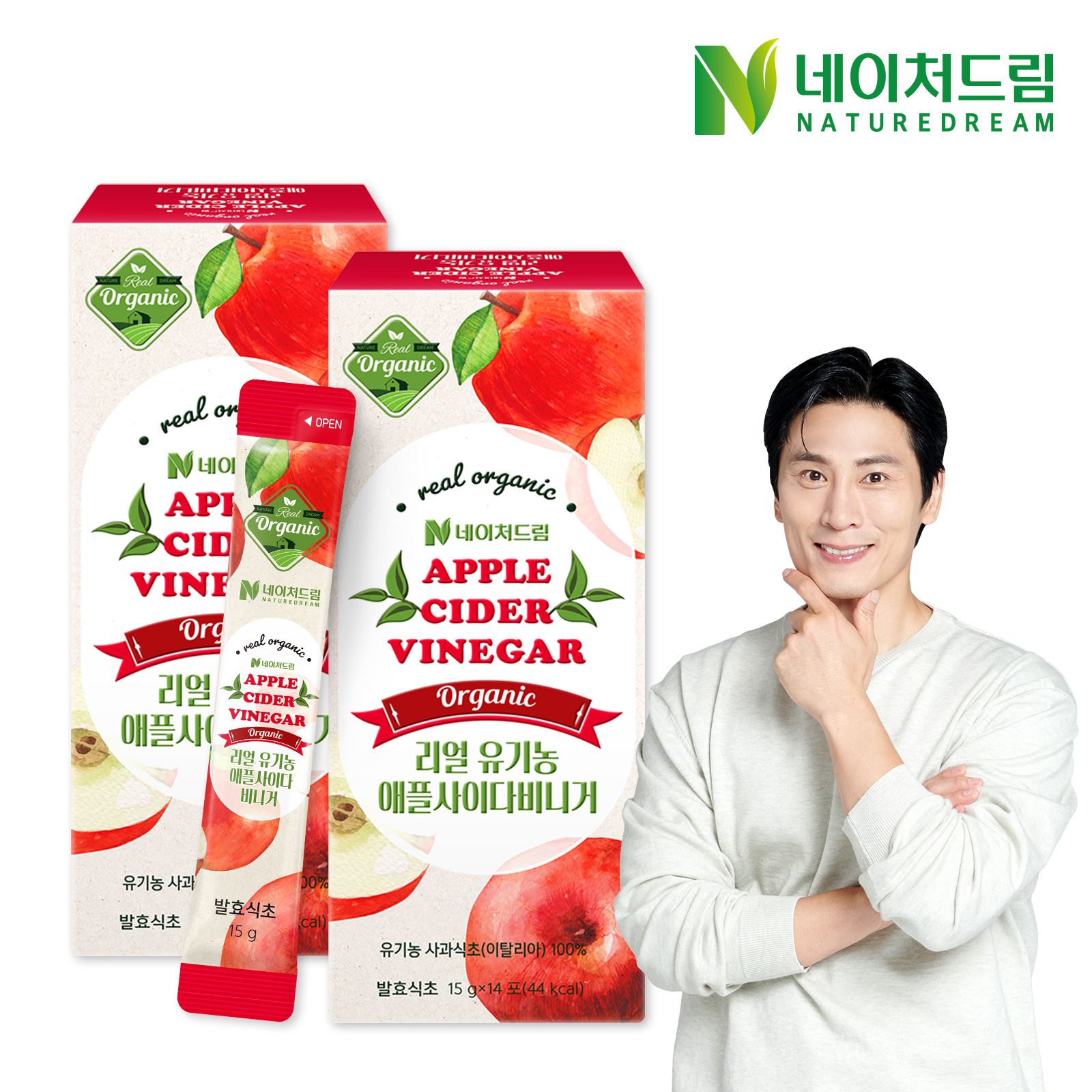 행사*️네이처드림 유기농 애플사이다비니거 100 15g 14포 2박스/애사비 사과초모식초