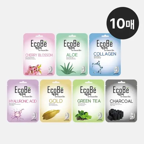 에코비 하이드레이팅 에센스 마스크 25ml*10매입 7종 중 택1